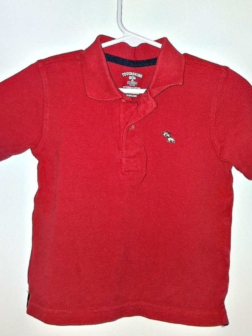 Toughskins Red Polo Shirt with Cute Embroidered Puppy Size 24M